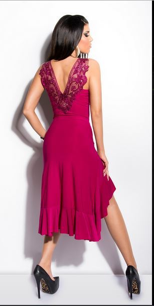 Вечернее платье Кармен цвет темно розовый